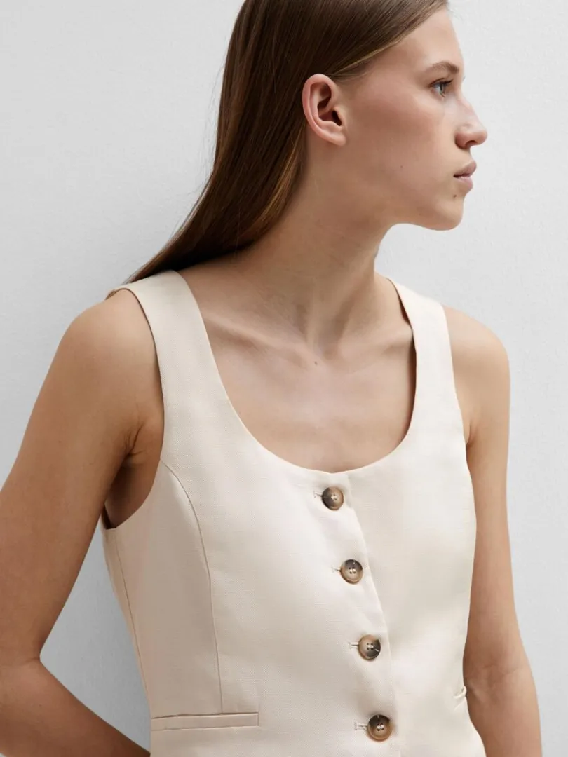 skrddersyede_vest_1-2.webp Jakkesæt & Blazers | Toppe Og Bluser>SELECTED SKRÆDDERSYEDE VEST Beige