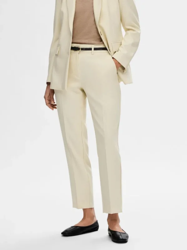 Bukser>SELECTED SKRÆDDERSYET CROPPET BUKSER Beige