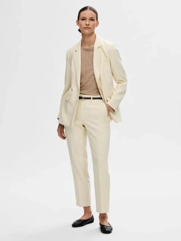 Bukser>SELECTED SKRÆDDERSYET CROPPET BUKSER Beige