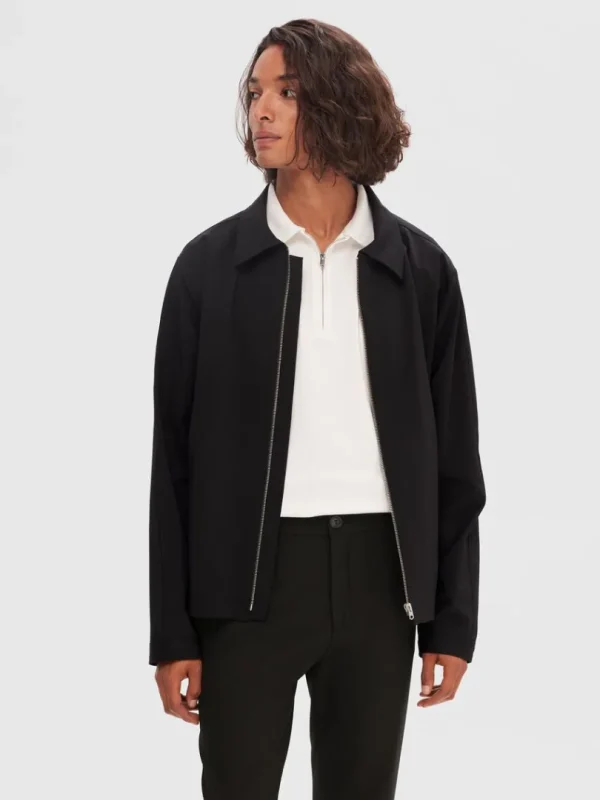 Overtøj | Jakkesæt & Blazers>SELECTED SKRÆDDERSYET MED LYNLÅS JAKKE Black
