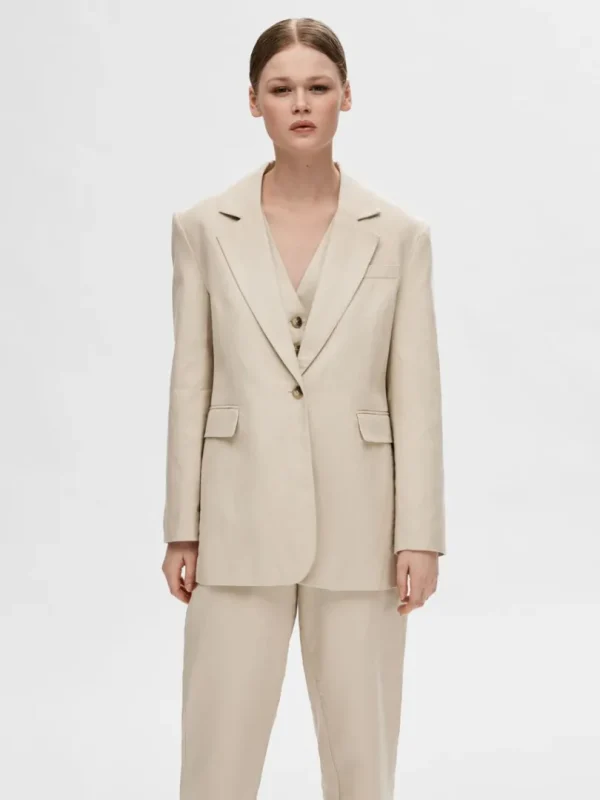 Jakkesæt & Blazers>SELECTED SLIM FIT BLAZER Beige