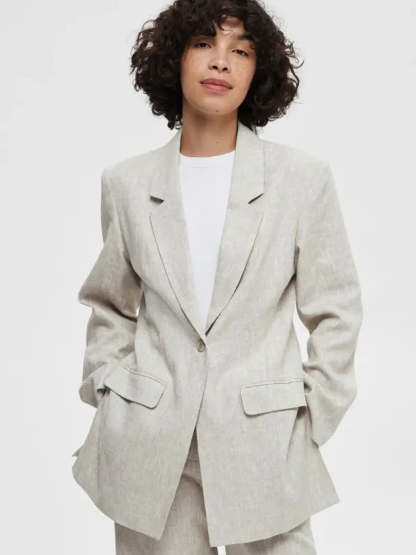 Jakkesæt & Blazers>SELECTED SLIM FIT BLAZER Beige