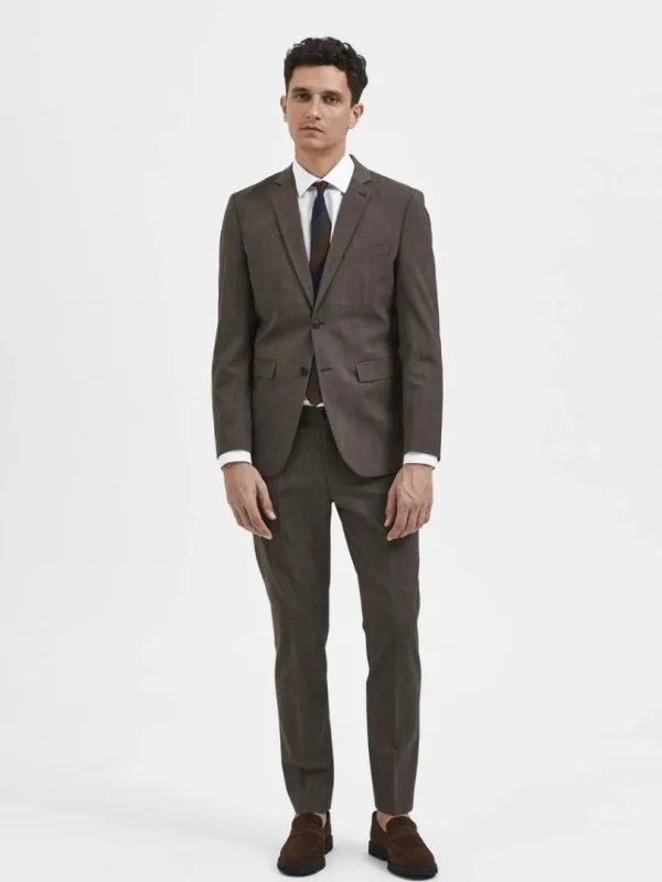 Jakkesæt & Blazers>SELECTED SLIM FIT BLAZER Brown