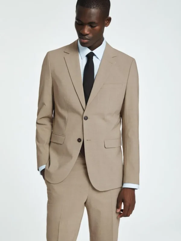 Jakkesæt & Blazers>SELECTED SLIM FIT BLAZER Beige