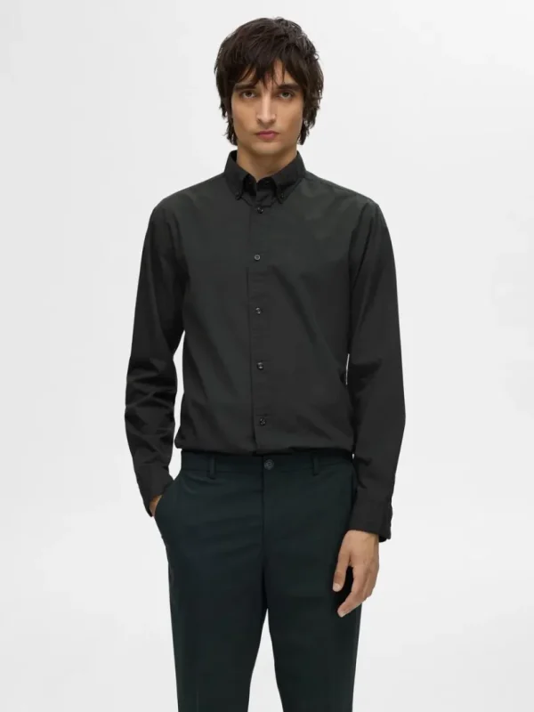 Skjorter>SELECTED SLIM FIT BOMULD SKJORTE Black