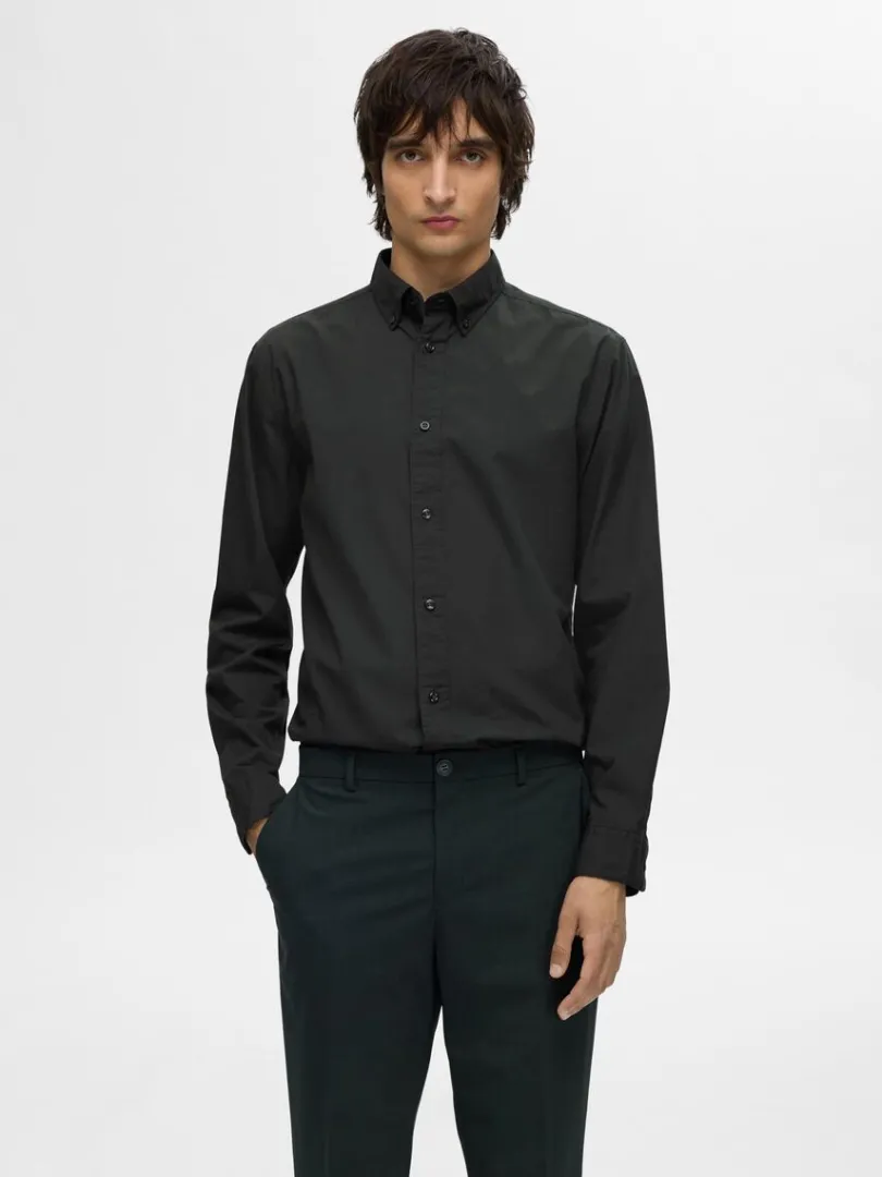 slim_fit_bomuld_skjorte_0-2.webp Skjorter>SELECTED SLIM FIT BOMULD SKJORTE Black