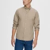 Skjorter>SELECTED SLIM FIT BOMULD SKJORTE Brown