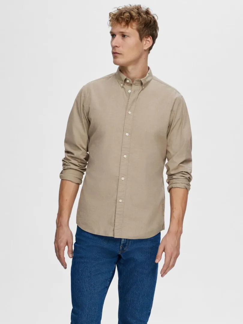 slim_fit_bomuld_skjorte_0-4.webp Skjorter>SELECTED SLIM FIT BOMULD SKJORTE Brown
