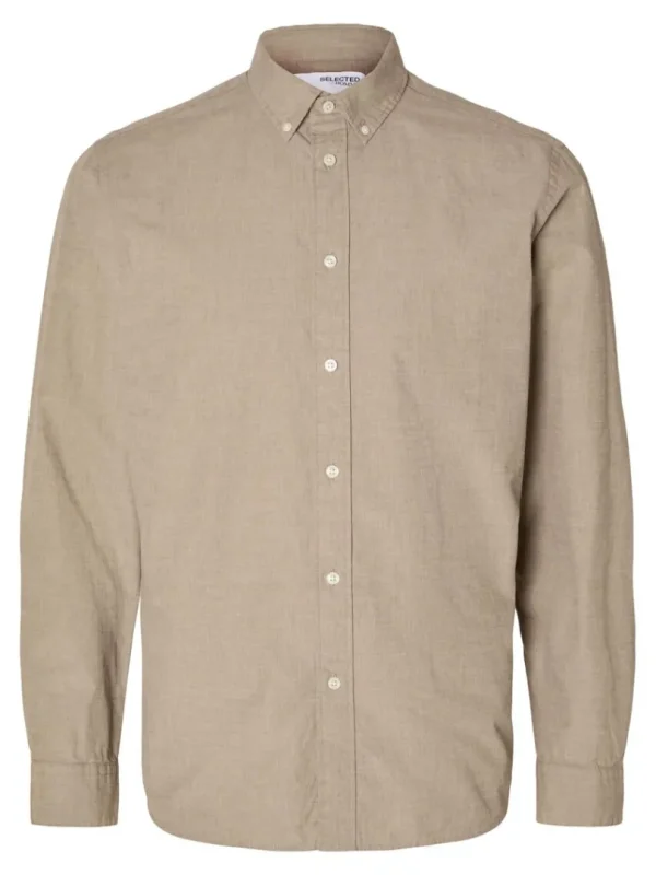 Skjorter>SELECTED SLIM FIT BOMULD SKJORTE Brown