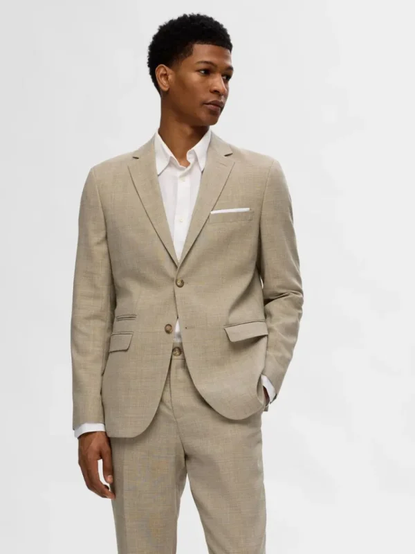 Jakkesæt & Blazers>SELECTED SLIM FIT ENKELTRADET BLAZER Beige