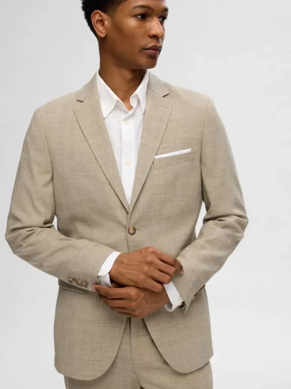 Jakkesæt & Blazers>SELECTED SLIM FIT ENKELTRADET BLAZER Beige