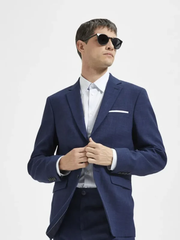 Jakkesæt & Blazers>SELECTED SLIM FIT ENKELTRADET BLAZER Blue