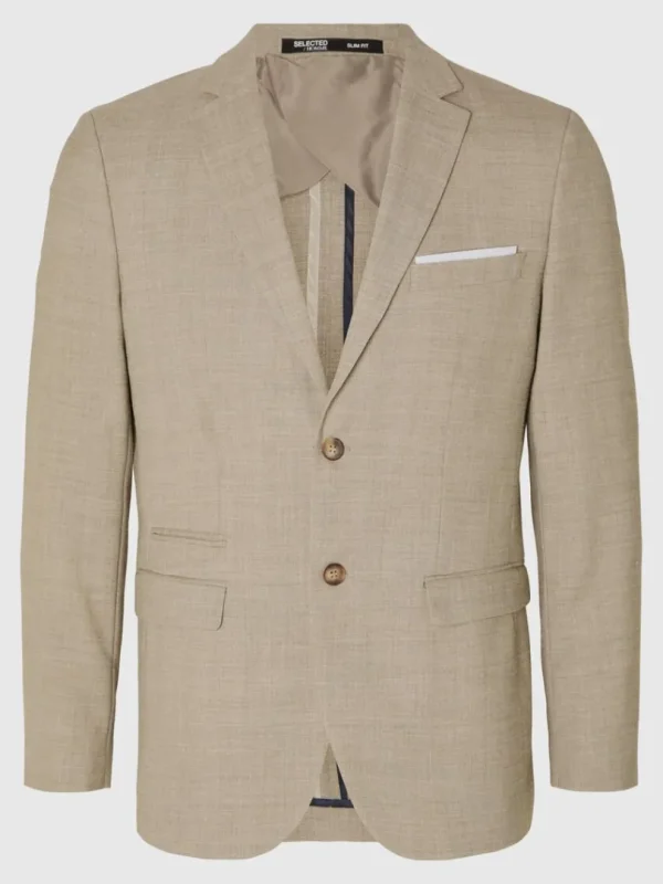 Jakkesæt & Blazers>SELECTED SLIM FIT ENKELTRADET BLAZER Beige