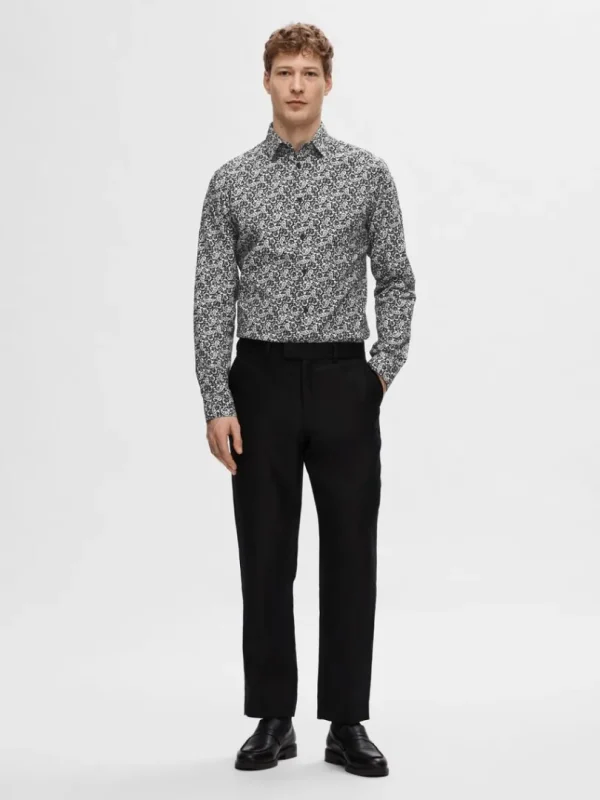 Skjorter>SELECTED SLIM FIT PRINTET SKJORTE Black