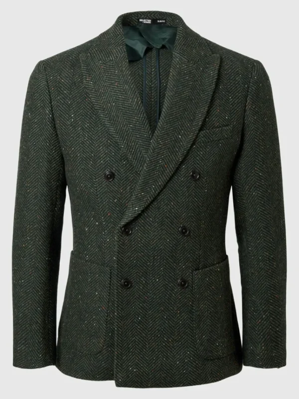Jakkesæt & Blazers>SELECTED SLIM FIT SILDEBEN DOBBELTRADET BLAZER Green