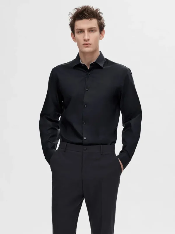 Skjorter>SELECTED SLIM FIT SKJORTE Black