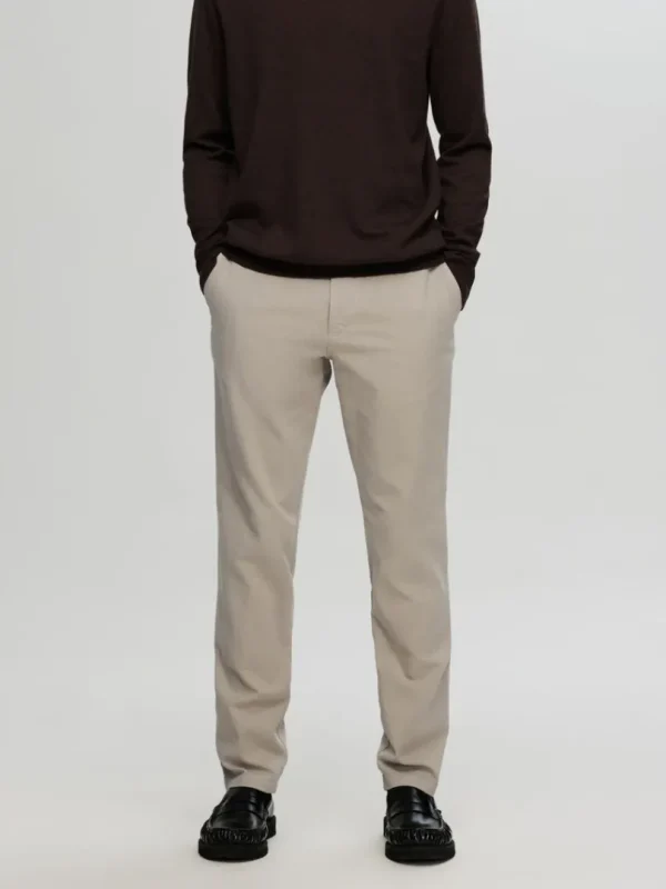 Bukser>SELECTED 175 SLIM FIT STRUKTURERET CHINOS Beige