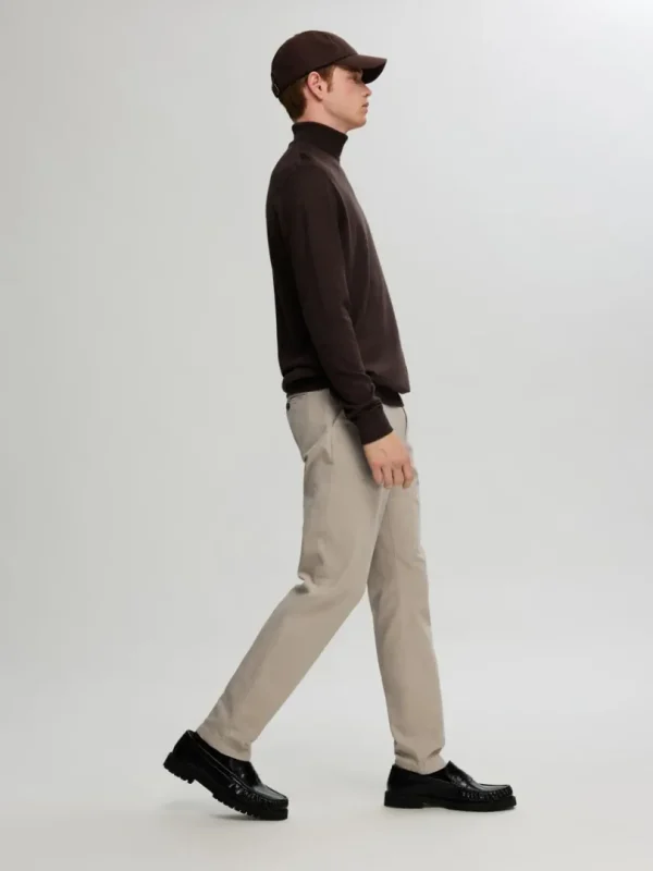 Bukser>SELECTED 175 SLIM FIT STRUKTURERET CHINOS Beige