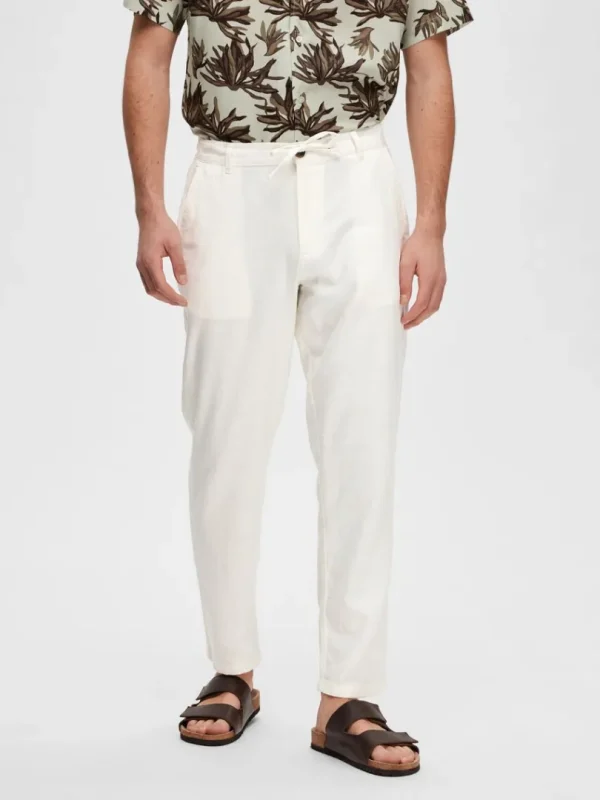 Bukser>SELECTED SLIM FIT TAPERED BUKSER White