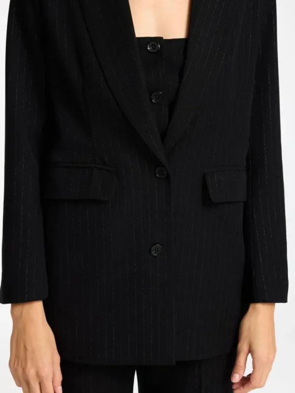 Jakkesæt & Blazers>SELECTED SØLV-NÅLESTRIBE OVERSIZED BLAZER Black