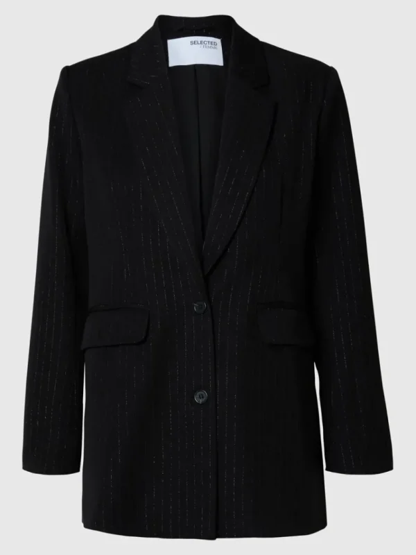 Jakkesæt & Blazers>SELECTED SØLV-NÅLESTRIBE OVERSIZED BLAZER Black