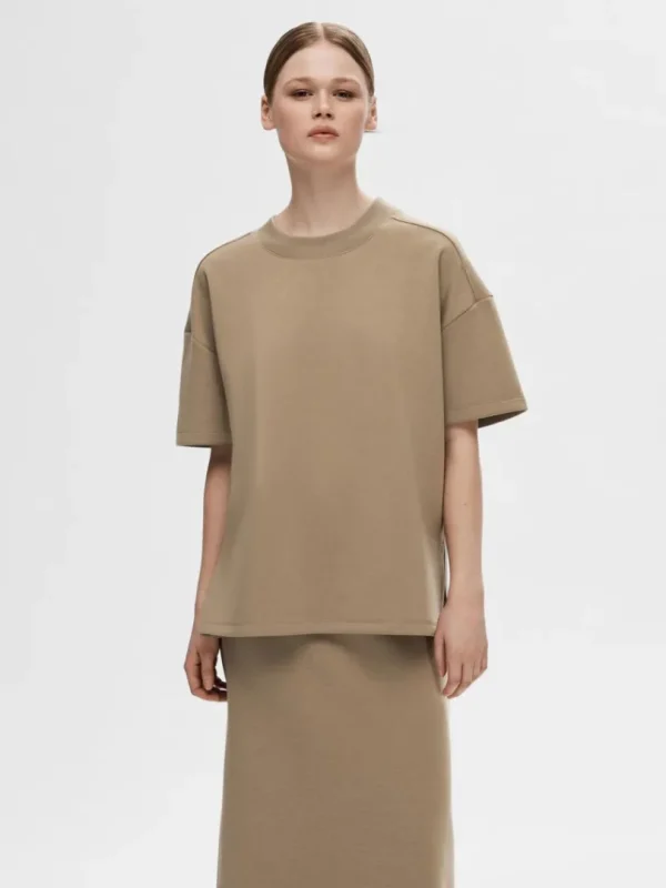 T-shirts>SELECTED STÅKRAVE T-SHIRT Brown