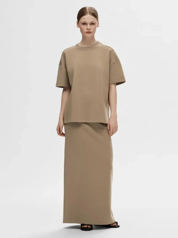 T-shirts>SELECTED STÅKRAVE T-SHIRT Brown