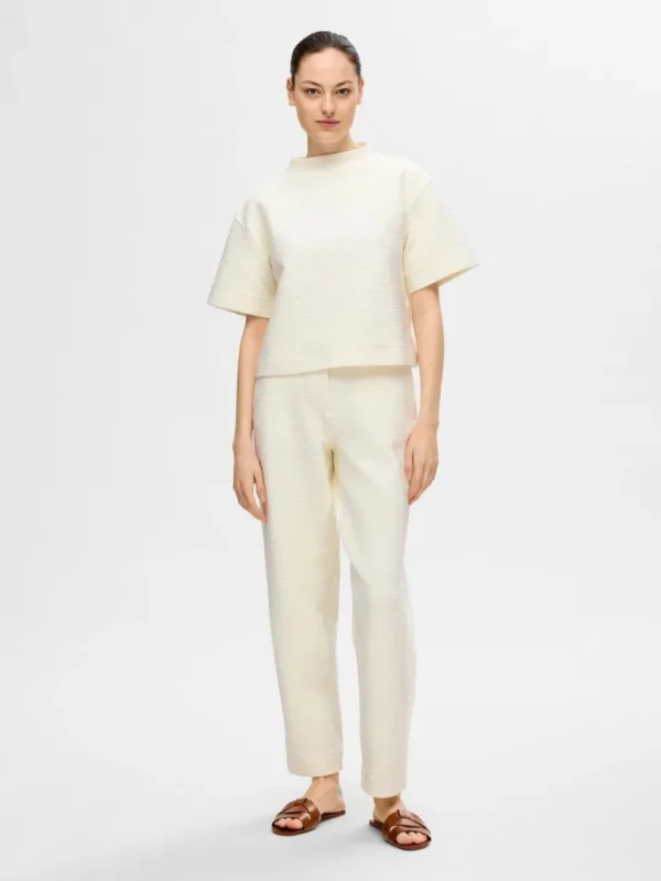 Bukser>SELECTED STRAIGHT FIT BUKSER White