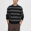Strik>SELECTED STRIBET BOMULD PULLOVER Blue