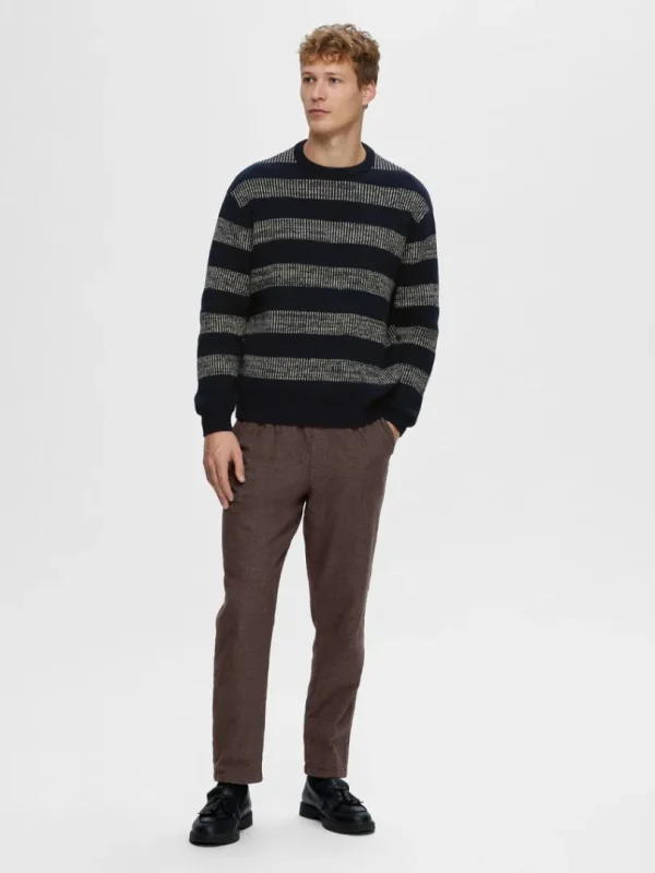 Strik>SELECTED STRIBET BOMULD PULLOVER Blue
