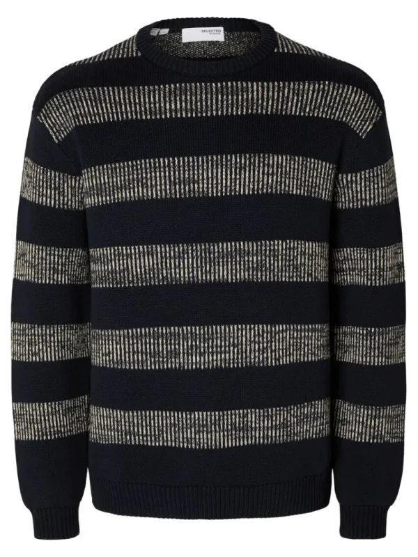 Strik>SELECTED STRIBET BOMULD PULLOVER Blue