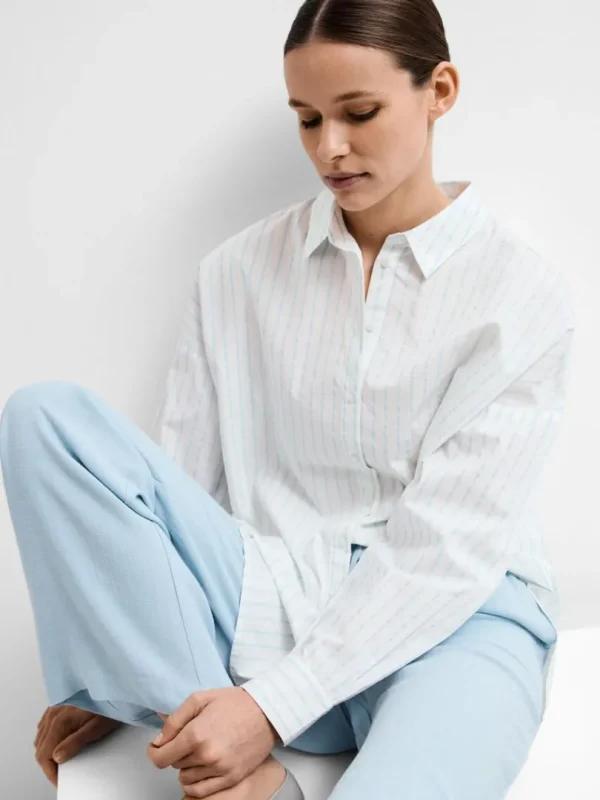 Skjorter>SELECTED STRIBET BOMULD SKJORTE White