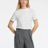 T-shirts>SELECTED STRIBET BOMULD T-SHIRT White