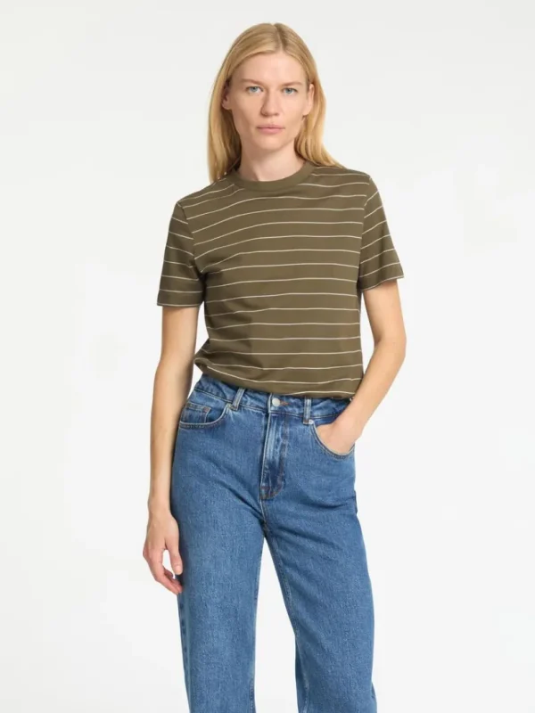 T-shirts>SELECTED STRIBET BOMULD T-SHIRT Green