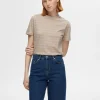T-shirts>SELECTED STRIBET BOMULD T-SHIRT Beige