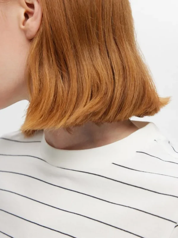 T-shirts>SELECTED STRIBET BOMULD T-SHIRT White