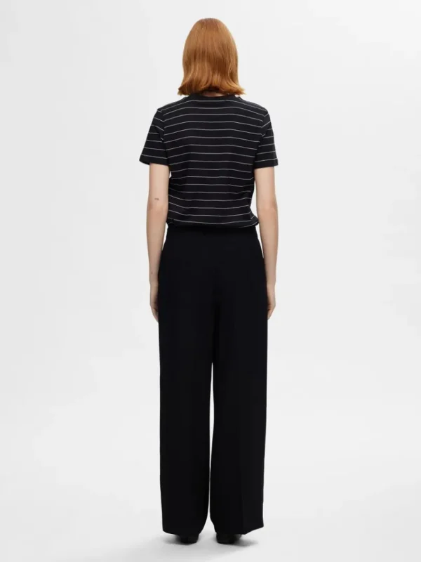 T-shirts>SELECTED STRIBET BOMULD T-SHIRT Black