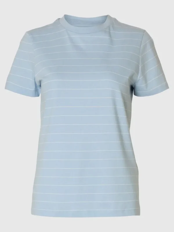 T-shirts>SELECTED STRIBET BOMULD T-SHIRT Blue