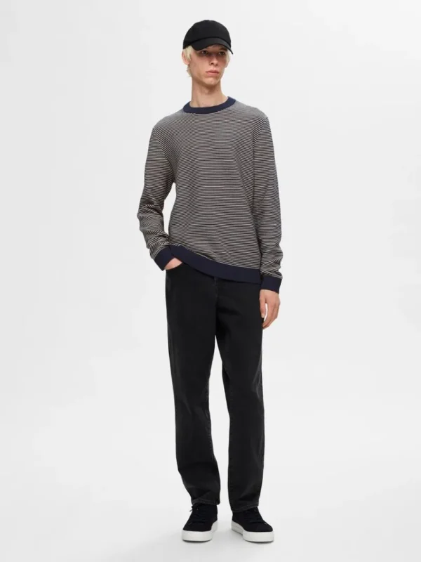 Strik>SELECTED STRIBET CREWNECK STRIKTRØJE Blue