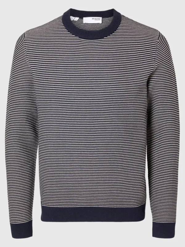 Strik>SELECTED STRIBET CREWNECK STRIKTRØJE Blue