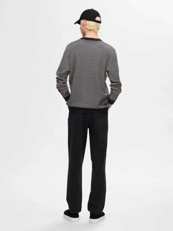 Strik>SELECTED STRIBET CREWNECK STRIKTRØJE Blue