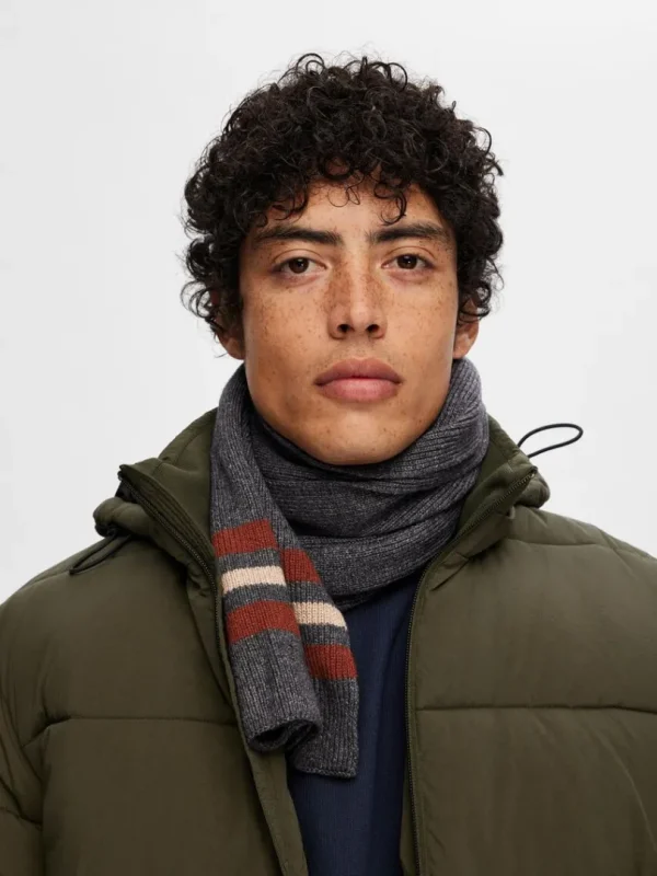 Accessories>SELECTED STRIBET HALSTØRKLÆDE Grey