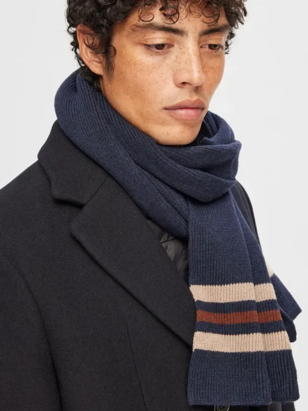 Accessories>SELECTED STRIBET HALSTØRKLÆDE Blue