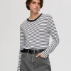 T-shirts>SELECTED STRIBET LANGÆRMET T-SHIRT Black
