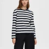 T-shirts>SELECTED STRIBET LANGÆRMET T-SHIRT Blue