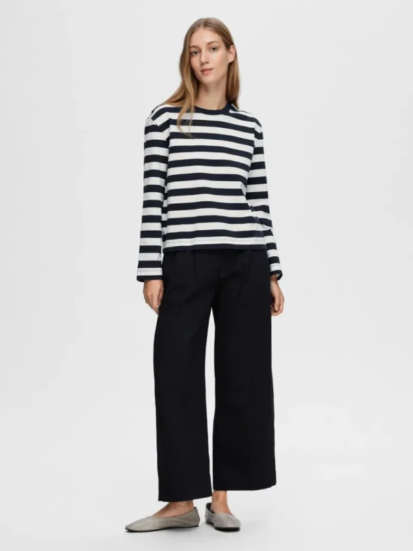 T-shirts>SELECTED STRIBET LANGÆRMET T-SHIRT Blue