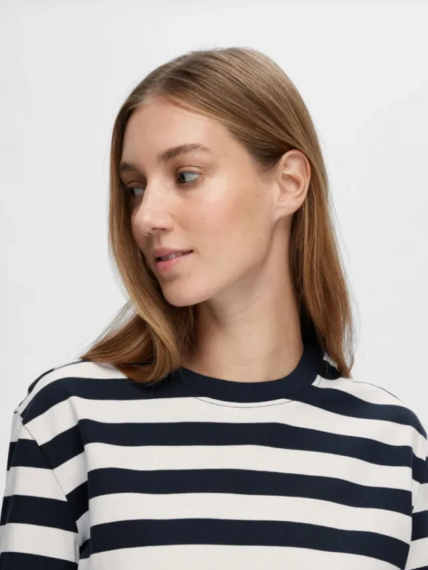 T-shirts>SELECTED STRIBET LANGÆRMET T-SHIRT Blue