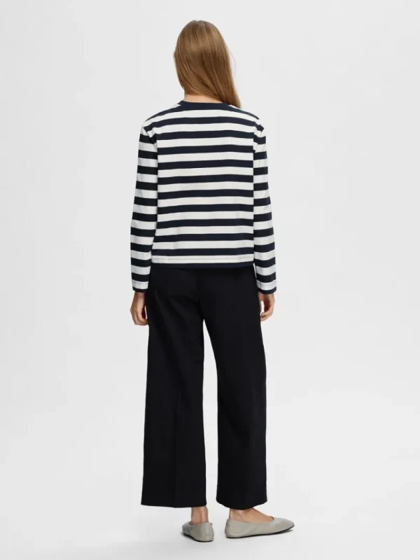 T-shirts>SELECTED STRIBET LANGÆRMET T-SHIRT Blue