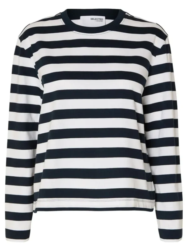 T-shirts>SELECTED STRIBET LANGÆRMET T-SHIRT Blue