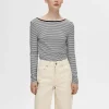 Toppe Og Bluser>SELECTED STRIBET LAV RYG TOP Black